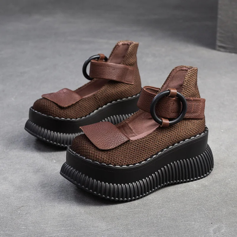 2024 Lente Nieuwe Niche Lichte Luxe Enkele Schoenen Muffin Sandalen Hoge Hak Plateauzolen Casual Damesschoenen