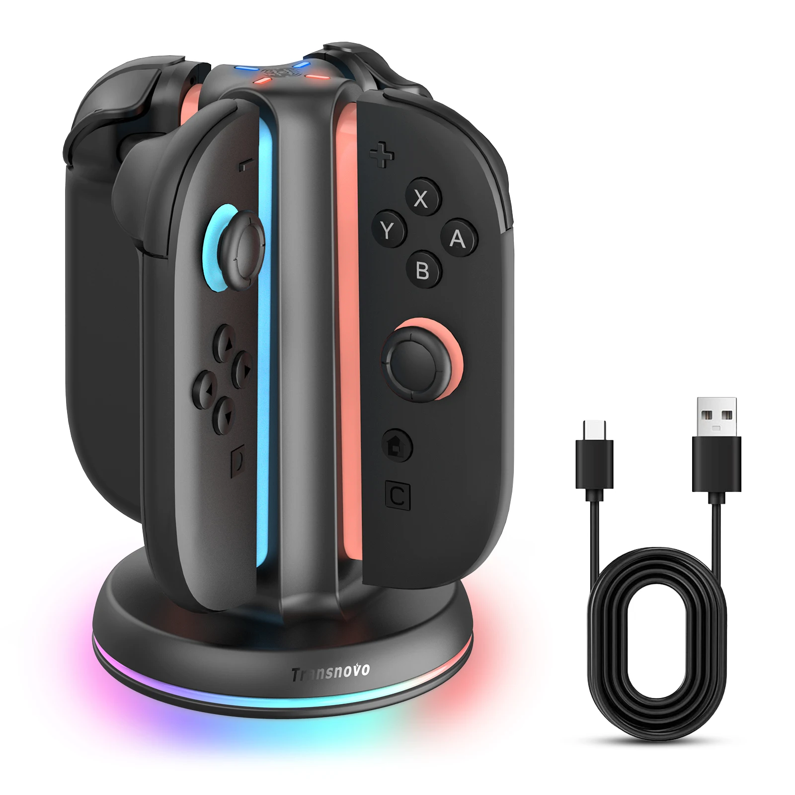 

4-slot Charging Dock for Nintendo Switch2 Organized Desk Space LED Smart Indicator with 9 RGB Mode Safety Charge Peotection