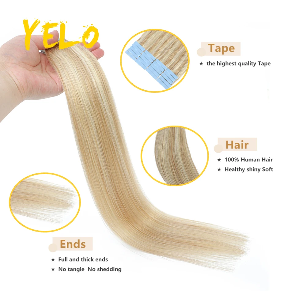 Tape In Hair Extension Brazilian Balayage Natural Human Hair Tiny Interface 1.5X0.3 Inch Skin Weft Remy Hair 2.0G/Pcs 14-28 Inch