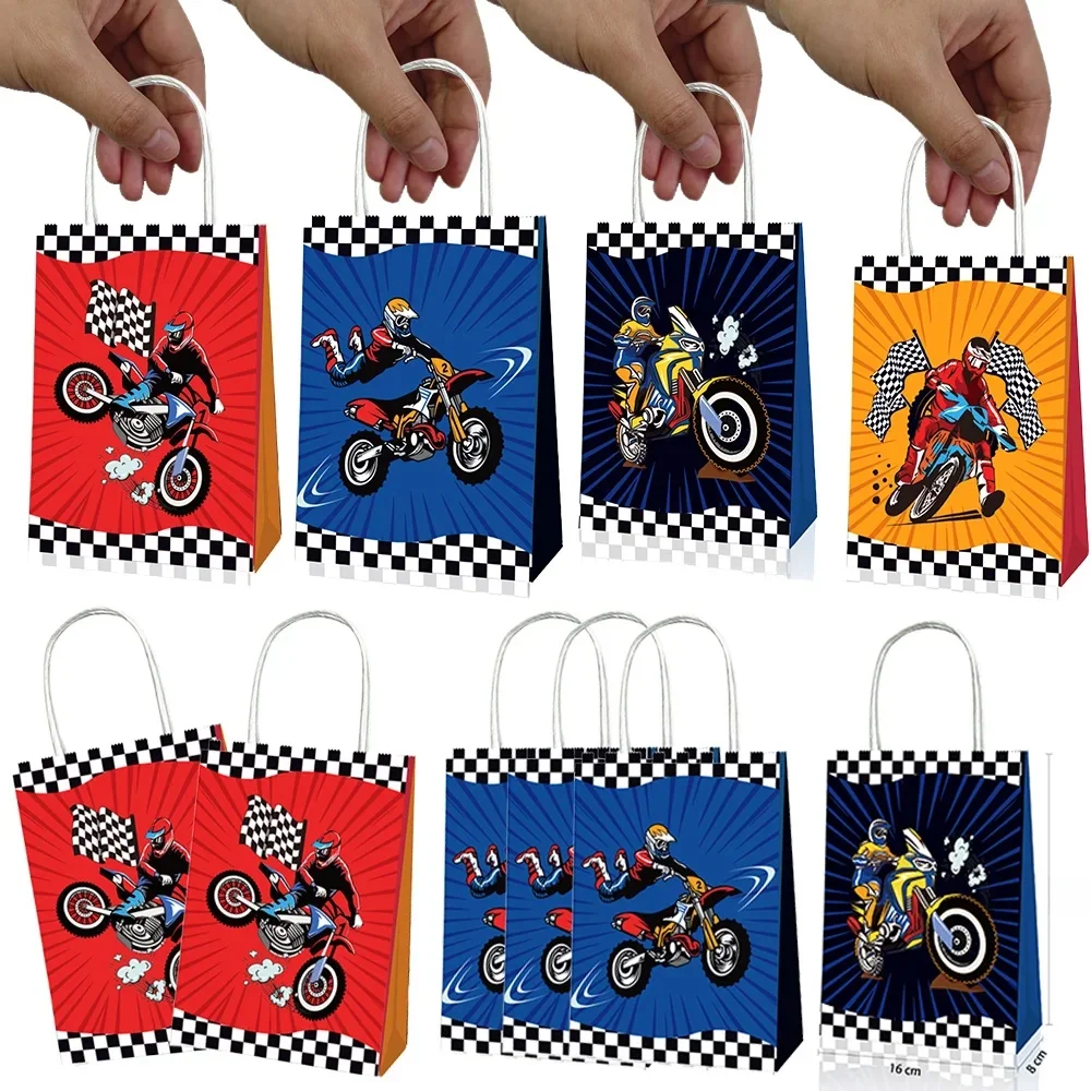AliExpress YSOIHF 6/12/18/24/30pcs Dirt Bike Motorcycle Party Gift Bag with Handle Candy Goodie Bags Motorcycle Racing Birthday Party Decorations