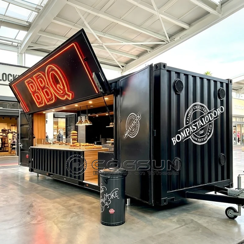 COGSUN Contenedor Marítimo de 20 pies de Alta Calidad, Bar, Restaurante, Cafetería, Remolque de Comida Móvil con Cocina Completa
