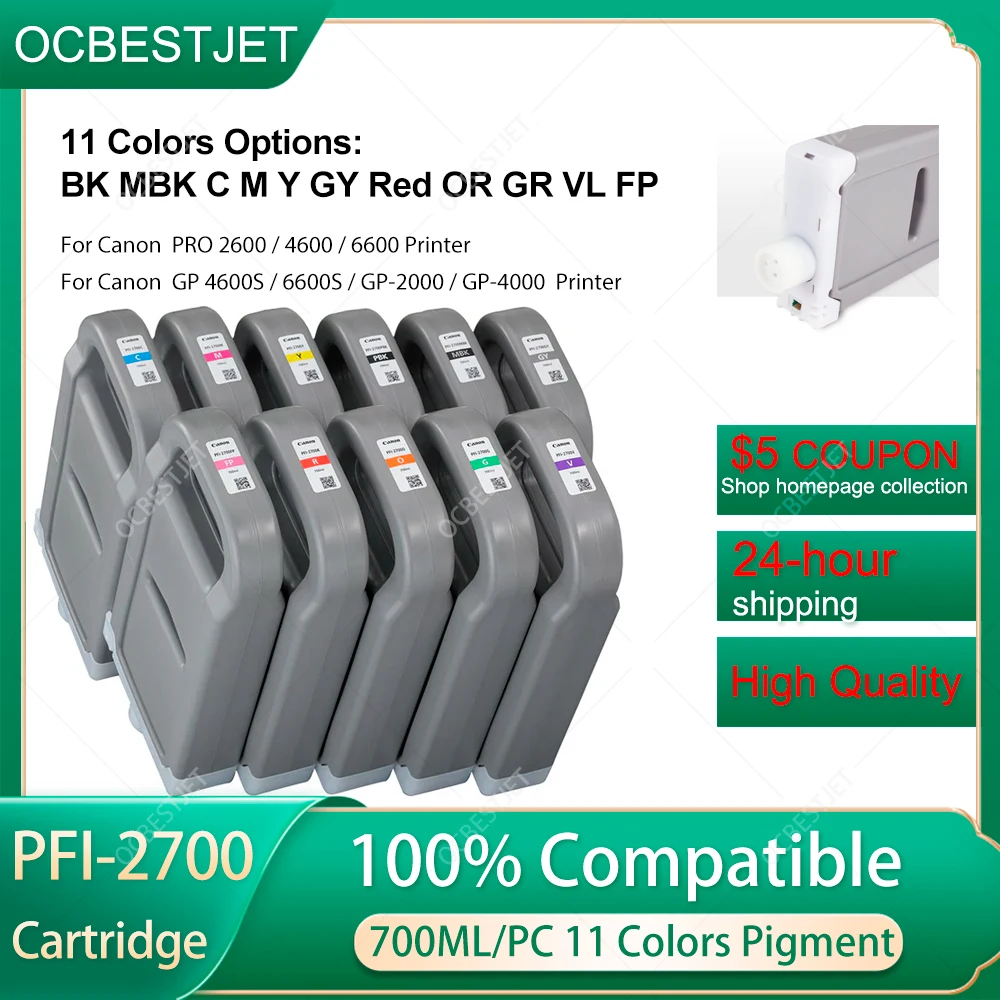 

For Canon PFI-2700 2700 700ML Compatible Ink Cartridge With Pigment Ink For Canon PRO 4600 2600 6600 GP 4600S 6600S Printer
