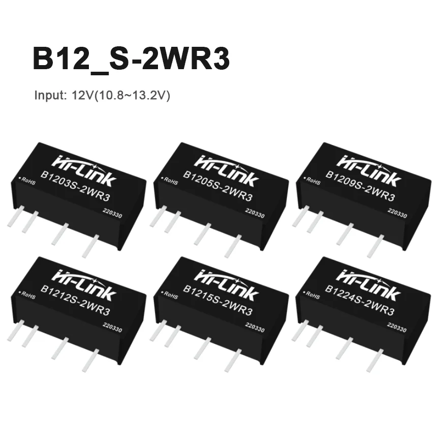 B1205S-2WR3 B1212S-2WR3 B1209S-2WR3 2W 3.3V/5V/9V/12V/15V/24V DC DC Converter Module Power Supply 10.8-13.2V