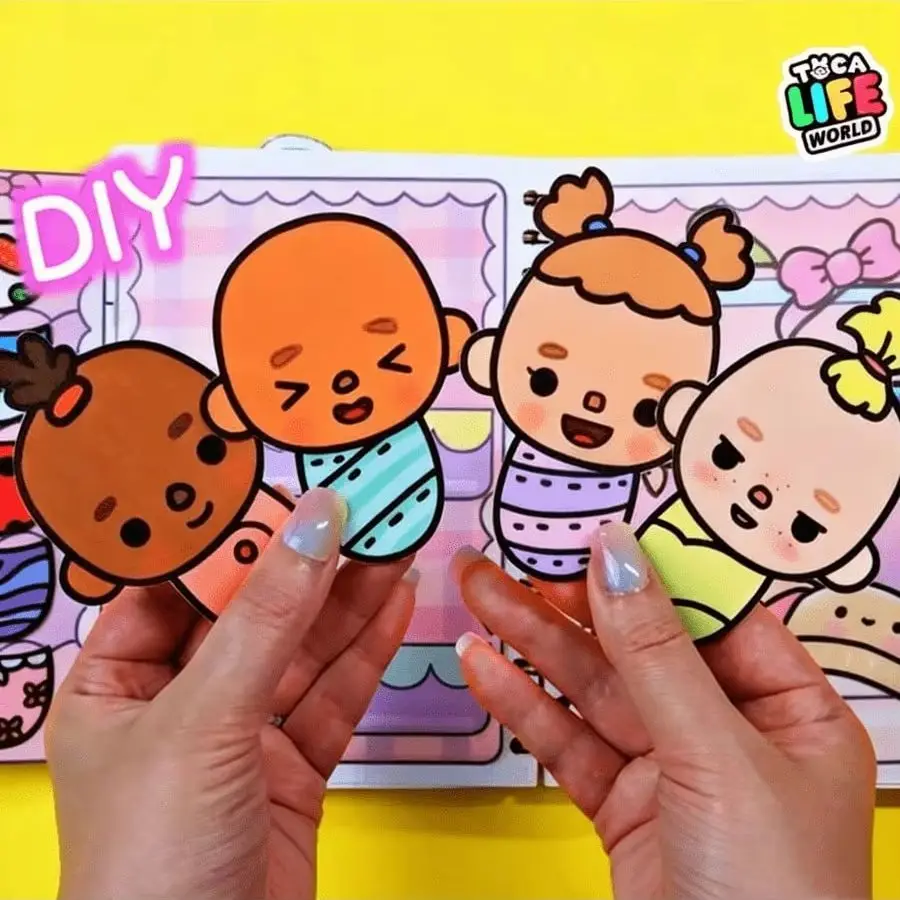 3D Baby Room Sticker Quiet Book DIY Kit, Unfinished Kids Scrapbook Set with Cutout Stickers, Handmade Craft Relaxing Toy