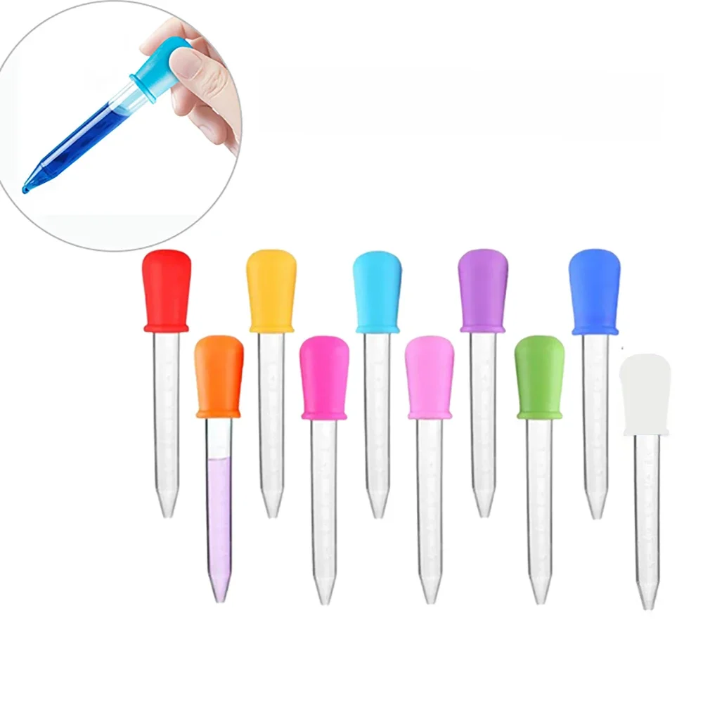 10 pçs/set 5ml silicone plástico pipeta escola laboratório experimento suprimentos conta-gotas
