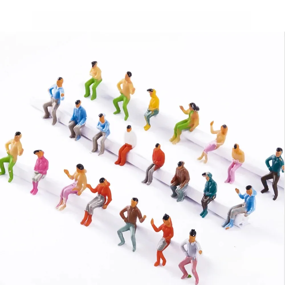 20 pièces 1:75 personnes miniatures ABS assis assis peints figurines aménagement de Train ferroviaire aménagement de construction d'architecture pour Diorama