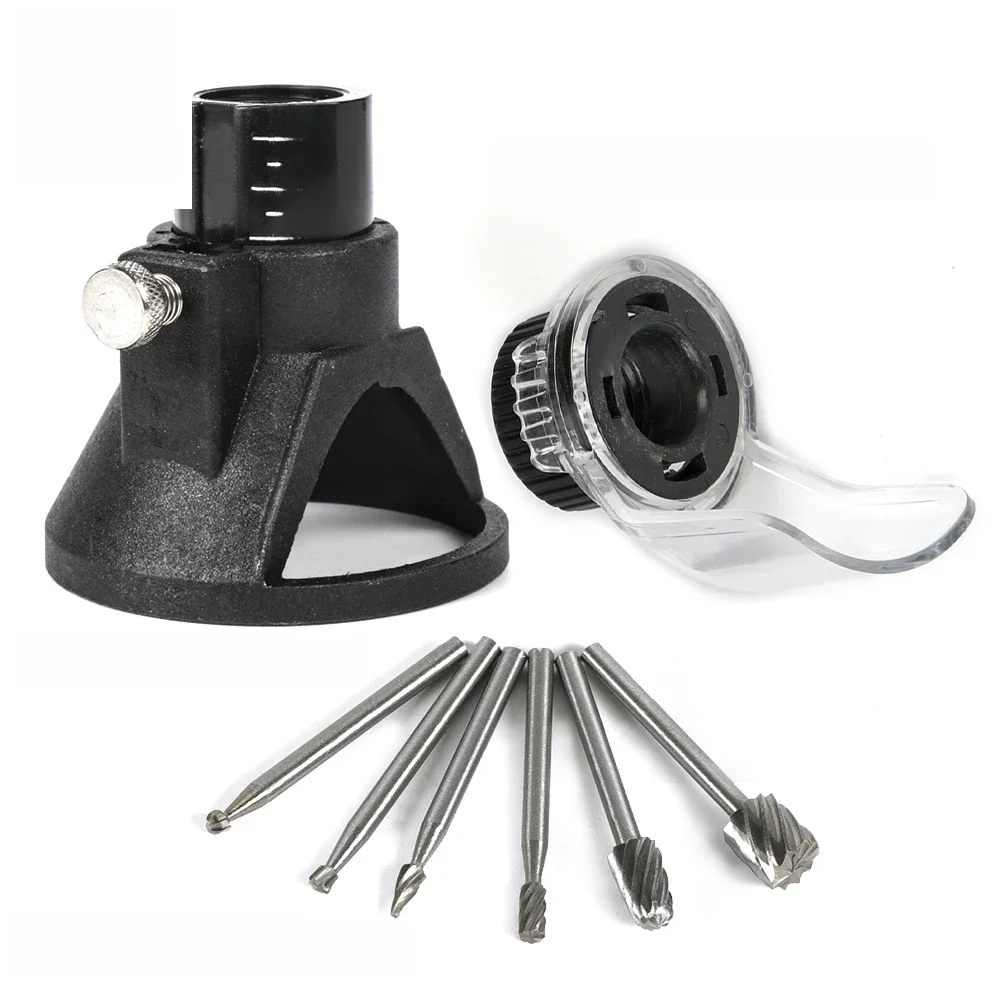 Tungfull DREMEL Grinder Protective Cover Carved Locator Grinding Scale With 6 In 1 Wood Milling Burrs Cutter Dremel Rotary Tool