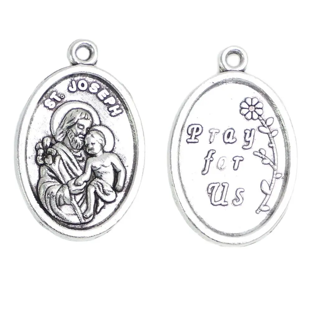 100pcs of St. Joseph with Child Pray For Us Religious Medal Pendant