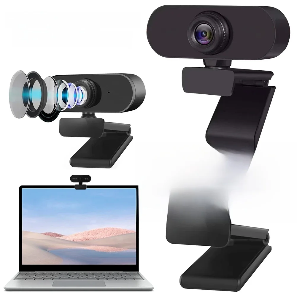 Webcam professionnelle USB HD 1080P/2K, plug and play, avec microphone, autofocus, pour PC/ordinateur portable, conférence et appels vidéo