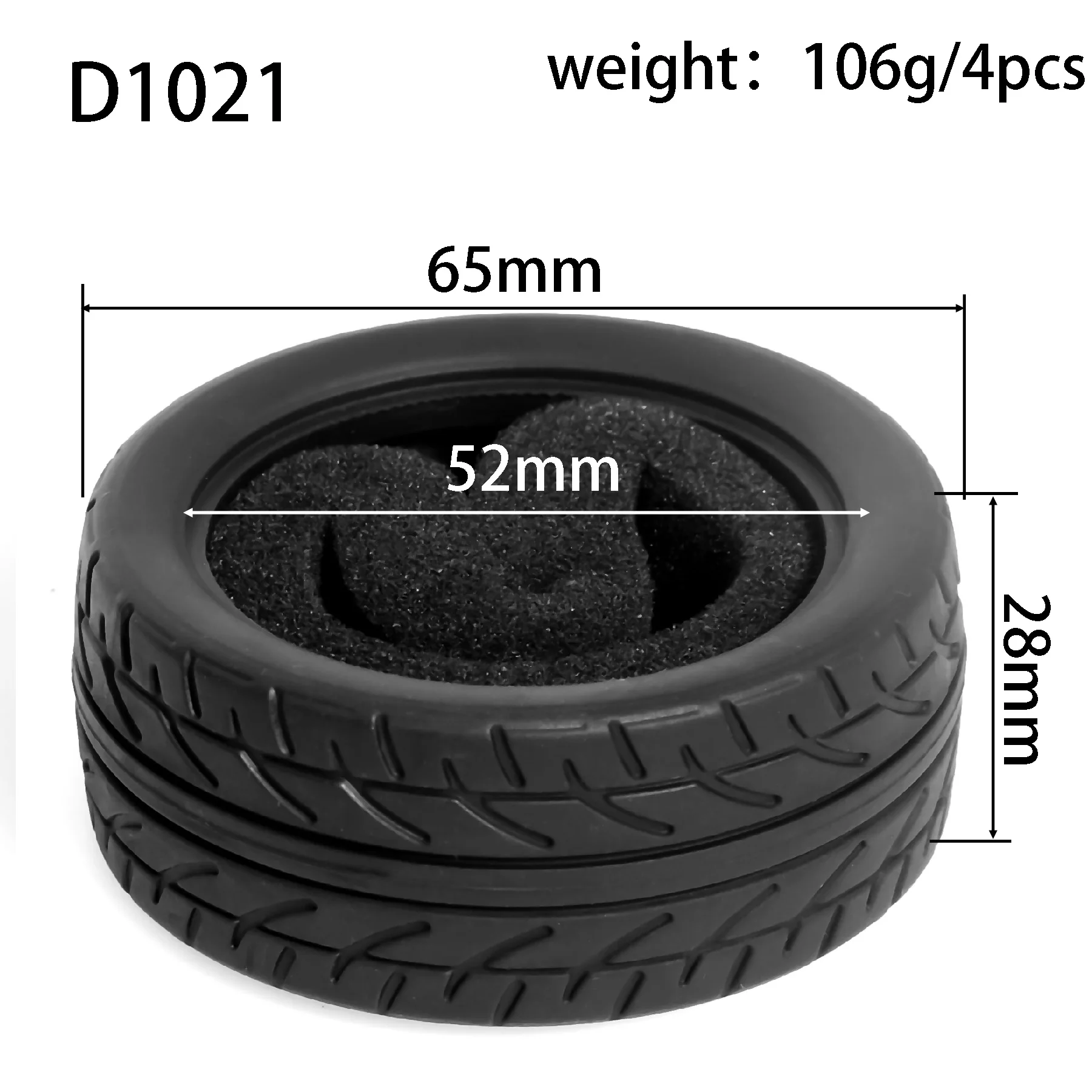 1:10 On-Road-Rennreifen 63–68 mm, Hot-Melt-Gummi mit hohem Griff, abriebfest für HSP Tamiya HPI – Detail 14