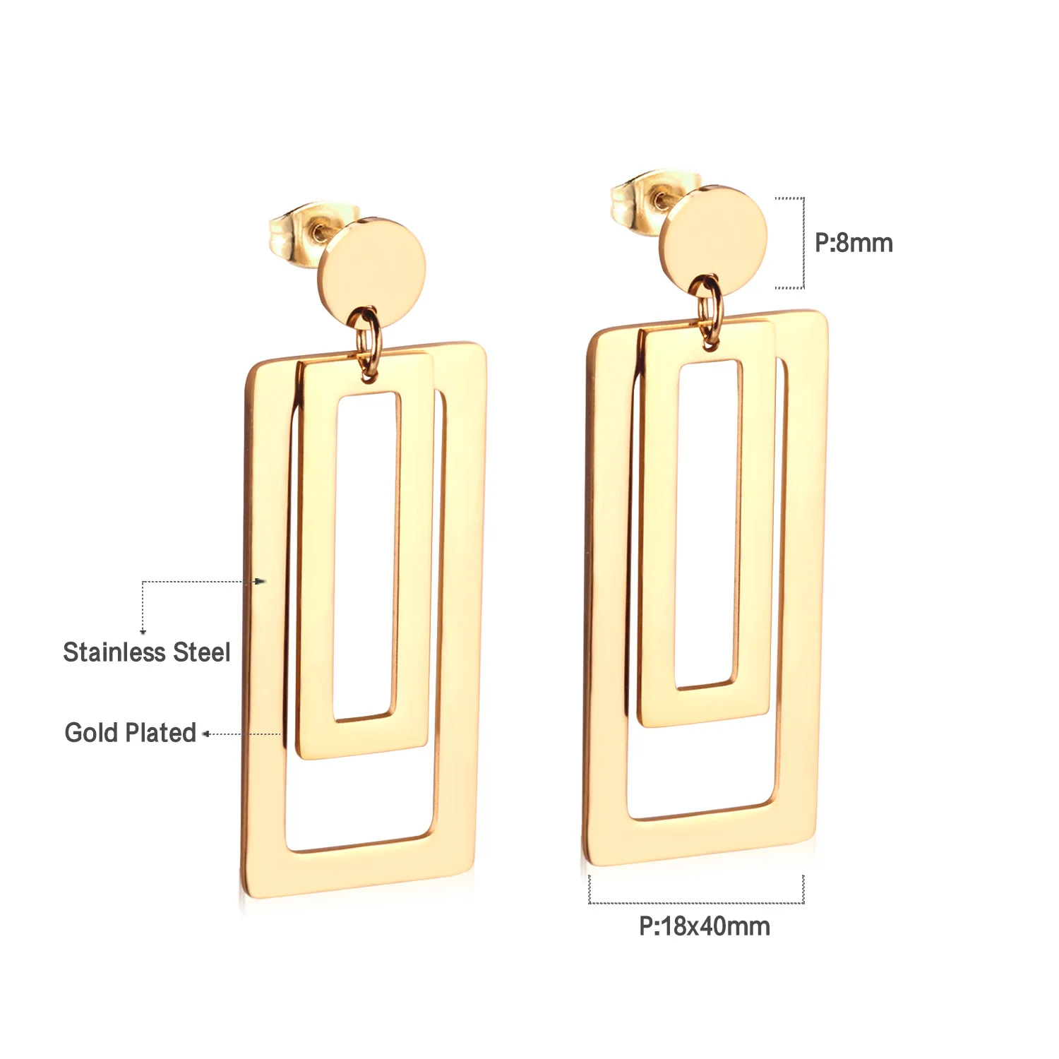 LUXUSTEEL Minimalist Geometric Dangle Earrings For Women Coin Charm Stainless Steel Metal Golden Color Exquisite Ear Jewelry