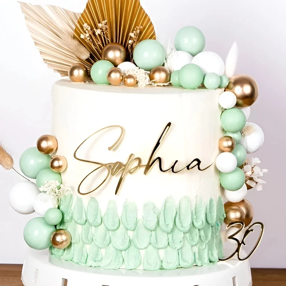 Nom de décoration de gâteau personnalisé, garniture de gâteau d'anniversaire personnalisée, garniture de gâteau en acrylique, garniture de gâteau nom personnalisé