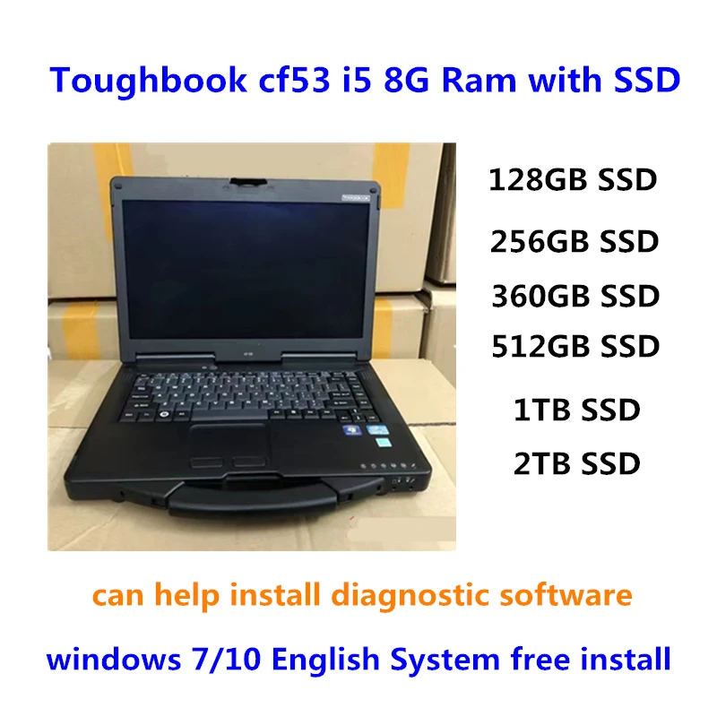 

2022 hot !!! Pan.asonic Toughbook CF53 Laptop i5 CPU 8GB RAM Military Three Anti-Computer Wifi Function CF-53 CF53 Diagnostic PC