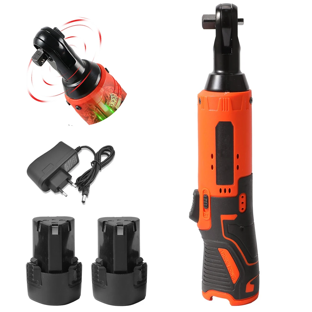 Cordless Ratchet Wrench, Electric Ratchet Wrench 3/8" 60N.m with 2 Pack 1500mAh Lithium Ion Batteries, 18V Impact Wrench