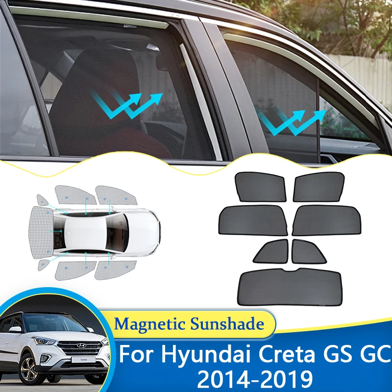 For Hyundai Creta GS GC MK1 2014~2019 Magnetic Coverage Sunshades Window Visor Sun Curtain Shades Cover Pad Net Mesh Accessories