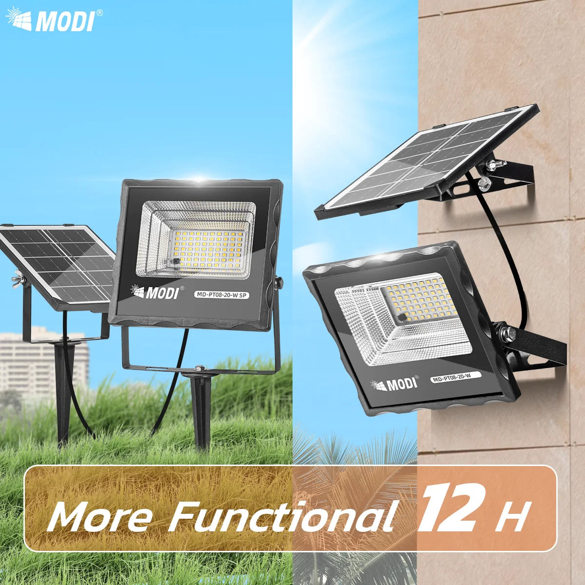 

MODI 20W solar spotlight (200lm) yellow light waterproof IP65 solar courtyard light solar courtyard light