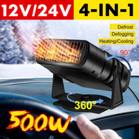 Electric Car Heater Air Cooler Fan 12V/24V Portable Demister Defroster Heating Fan 120W Dryer Windshield Defogging Accessroies