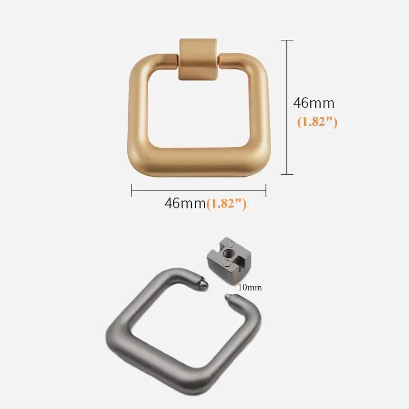 10Pcs Zinc Square Ring Cabinet Pull Handle Gold Chrome Matte Black
