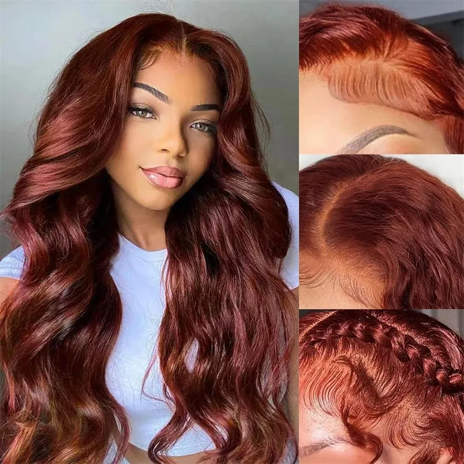 Melodie Reddish Brown 13x6 Lace Frontal Wig Body Wave 30 Inch Colored Human Hair Wigs Preplucked 13x4 Lace Frontal Wig For Women