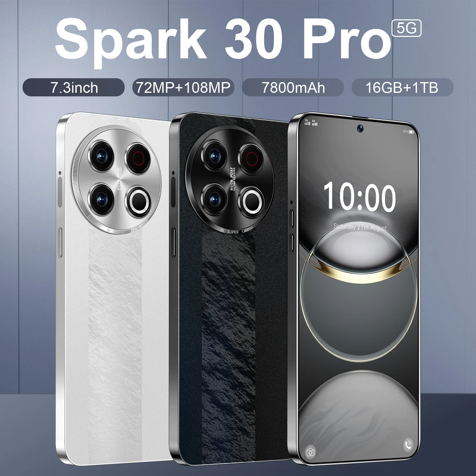 Global Version Spark 30 Pro Original Smart 5G Phone HD Screen 16GB+1TB Dual SIM Dual Standby Android14 Unlocked 7800mAh PhoneNFC