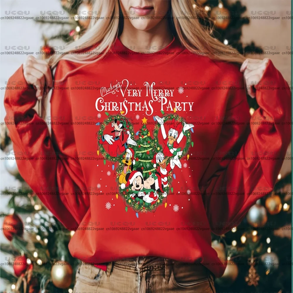 ديزني عطلة الفتيات أفضل Y2k حفلة الأسرة ميكي ديزني وورلد فريندز تي شيرت هدية عيد الميلاد هوديي عيد الميلاد البلوز عيد الميلاد المحملة