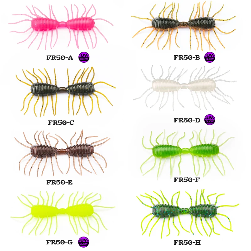 TSURINOYA FR50 FAERIE vinilo Wacky Rig UV para lubina, gusano de pesca melocotón - imagen 5