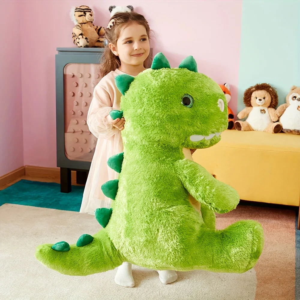 Ikasa grande dinossauro brinquedo de pelúcia animal, gigante t-rex bonito 23 "jumbo brinquedos macios, enorme tamanho grande fofo pelúcia gordo plushie, presentes