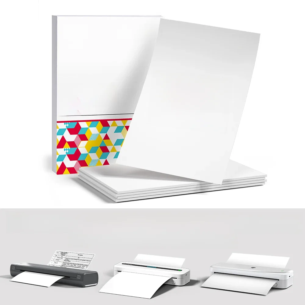 Phomemo-Papier thermique A4 pour imprimante portable, papier à séchage rapide, compatible avec M08F, M832, bureau, entreprise, 100 feuilles