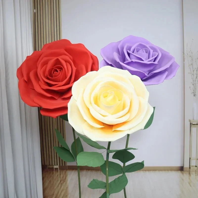 40-60CM Sztuczna głowa róży Dekoracja ślubna Duża dekoracja imprezowa Okno centrum handlowego Rekwizyty fotograficzne 3D Kwiaty PE — zdjęcie 2