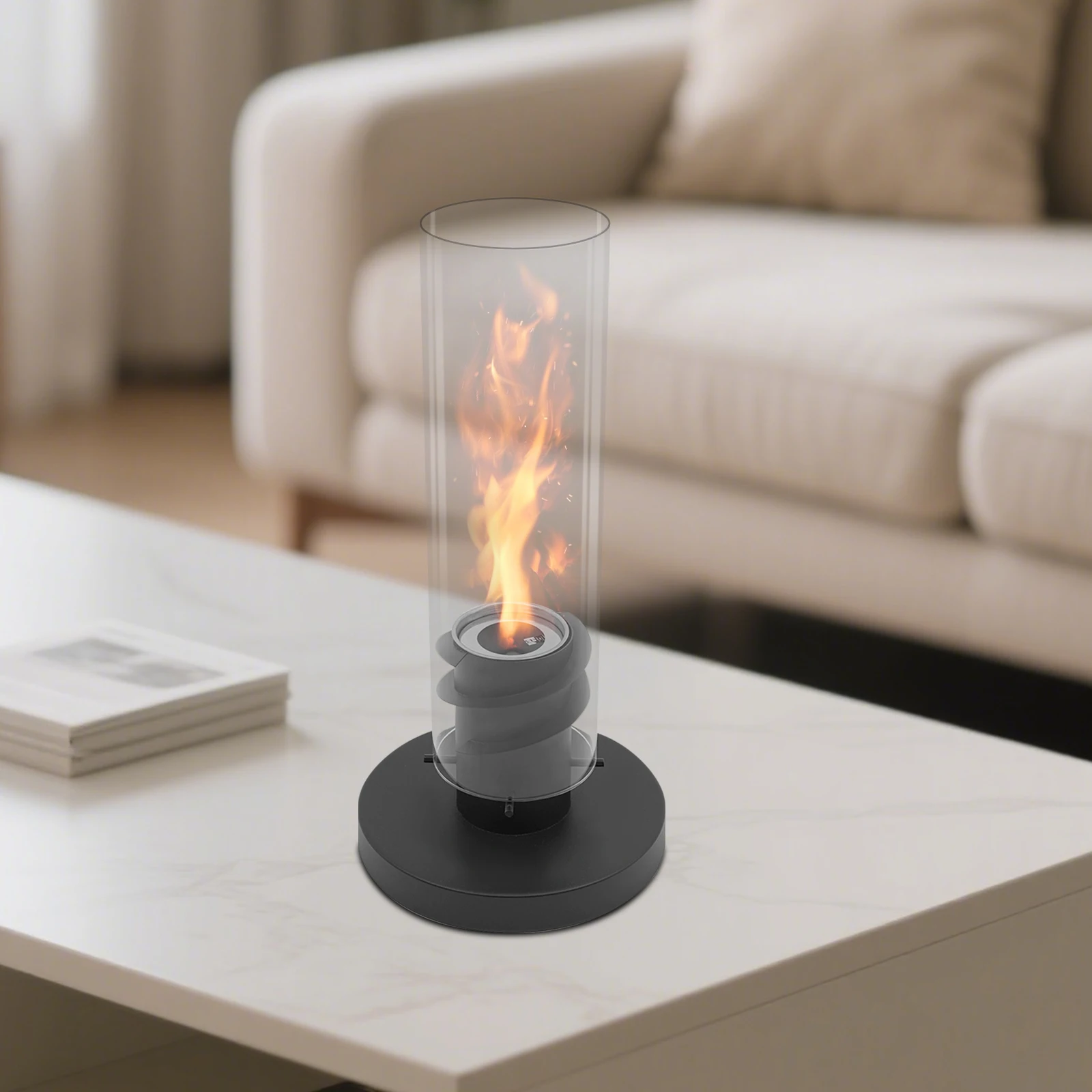 19*39 سم أسود، مدفأة منضدية شفافة من الكحول للحفلات والعطلات وعيد الشكر وعيد الأب وعيد الأم وأعياد الميلاد