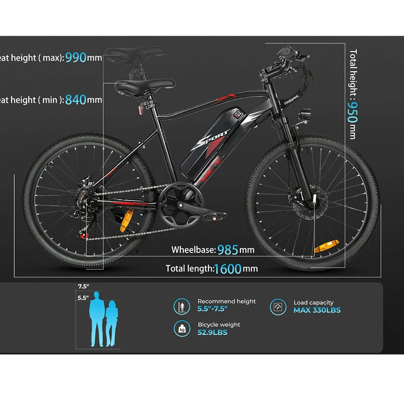 電動自転車 36V 350W マウンテンEバイク 13AHバッテリー トルクセンサー 24インチホイール 大人用 男女兼用 折りたたみ式 ペダルアシスト自転車