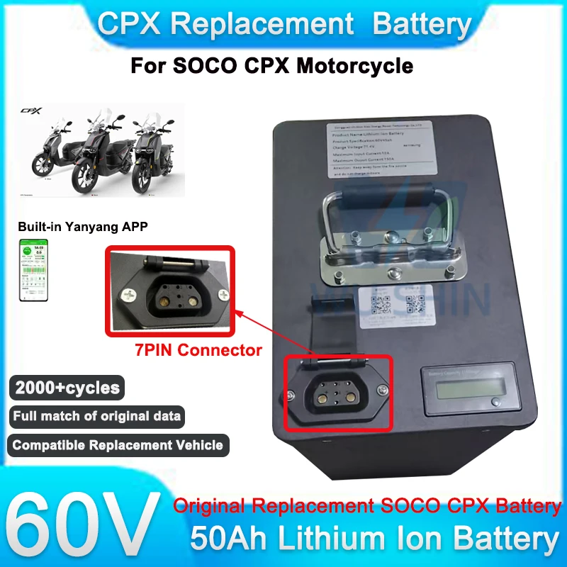 17S 60V 50Ah Lithium Battery Super Soco Cpx Original Replacement Battery Pack With Smart BMS Suitable For CPX Motor Scooter