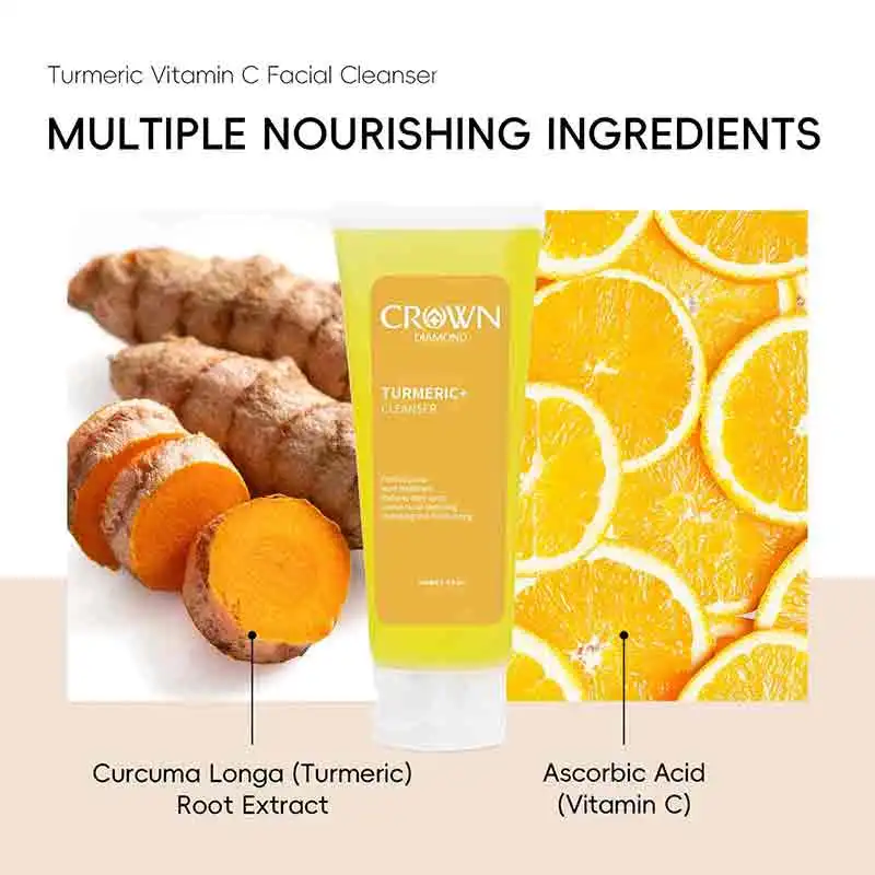 Professional Turmeric Cleanser Whitening Cream Brightening Facial Deep Cleaning Wash Foam Reduce Pockmark Acne Wrinkle Dark Spot