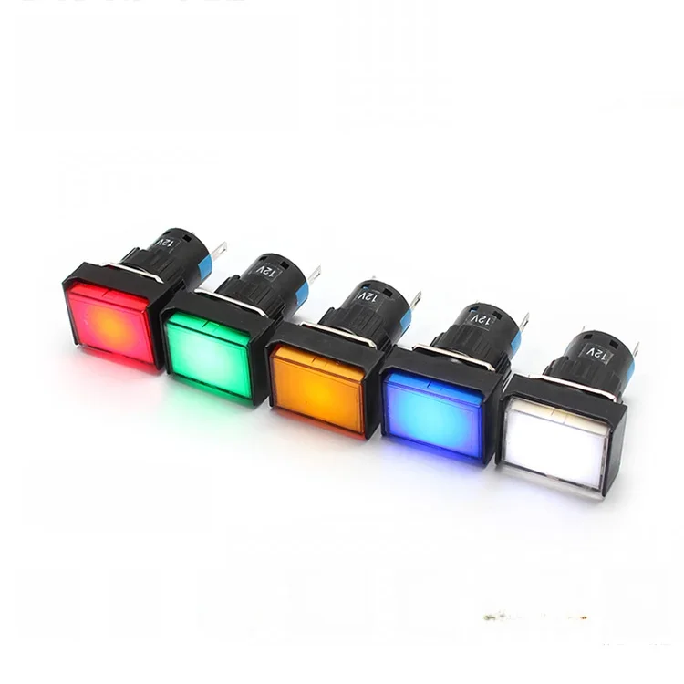 FILN – Surface rectangulaire en plastique, taille de montage de 16mm, indicateur Led 12v 24v 110v 220v, lampe pilote avec broches