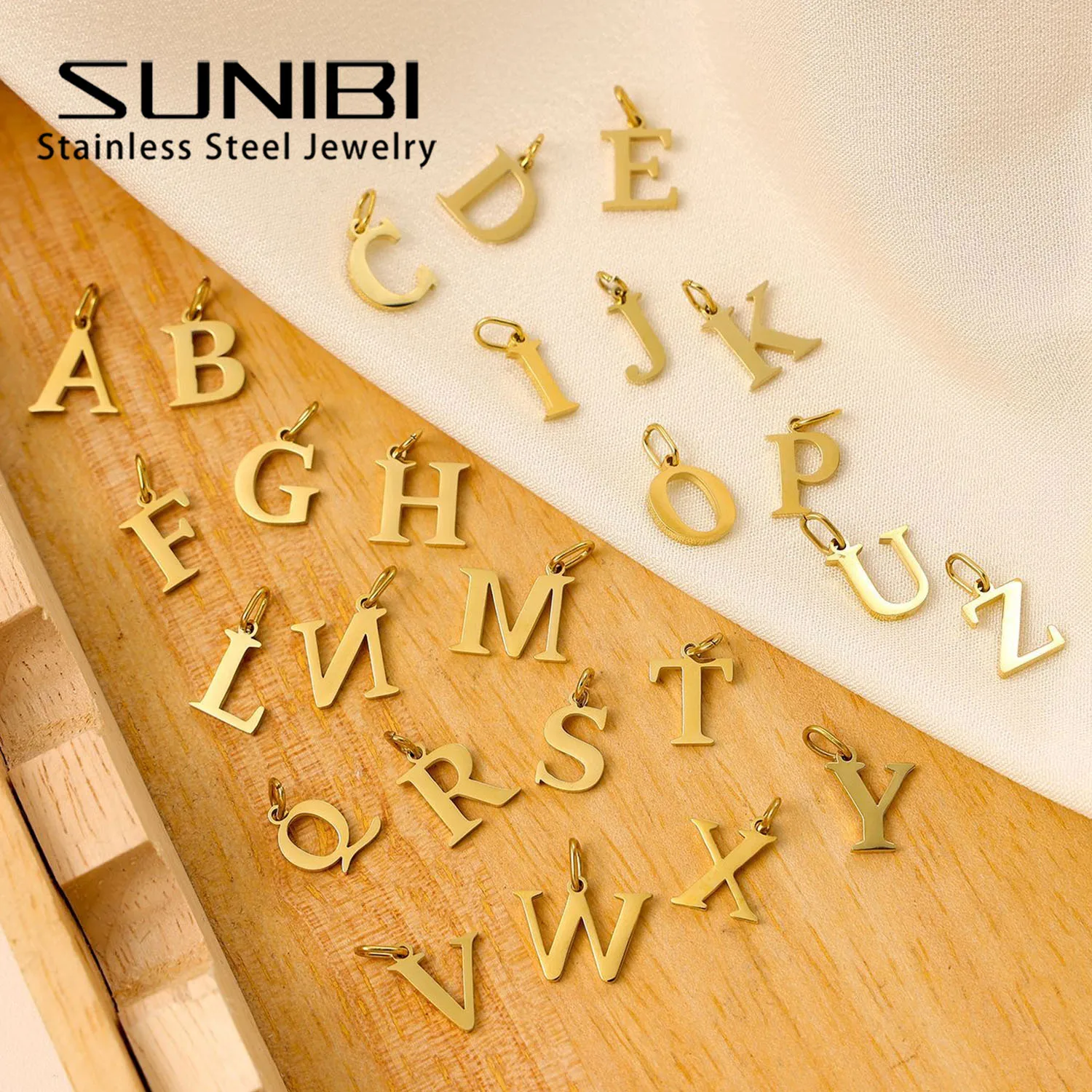 10PCS 26 Letters Stainless Steel Cut Alphabet Pendant for DIY Woman Necklace Ladies Jewelry Accessories Wholesale Dropshipping