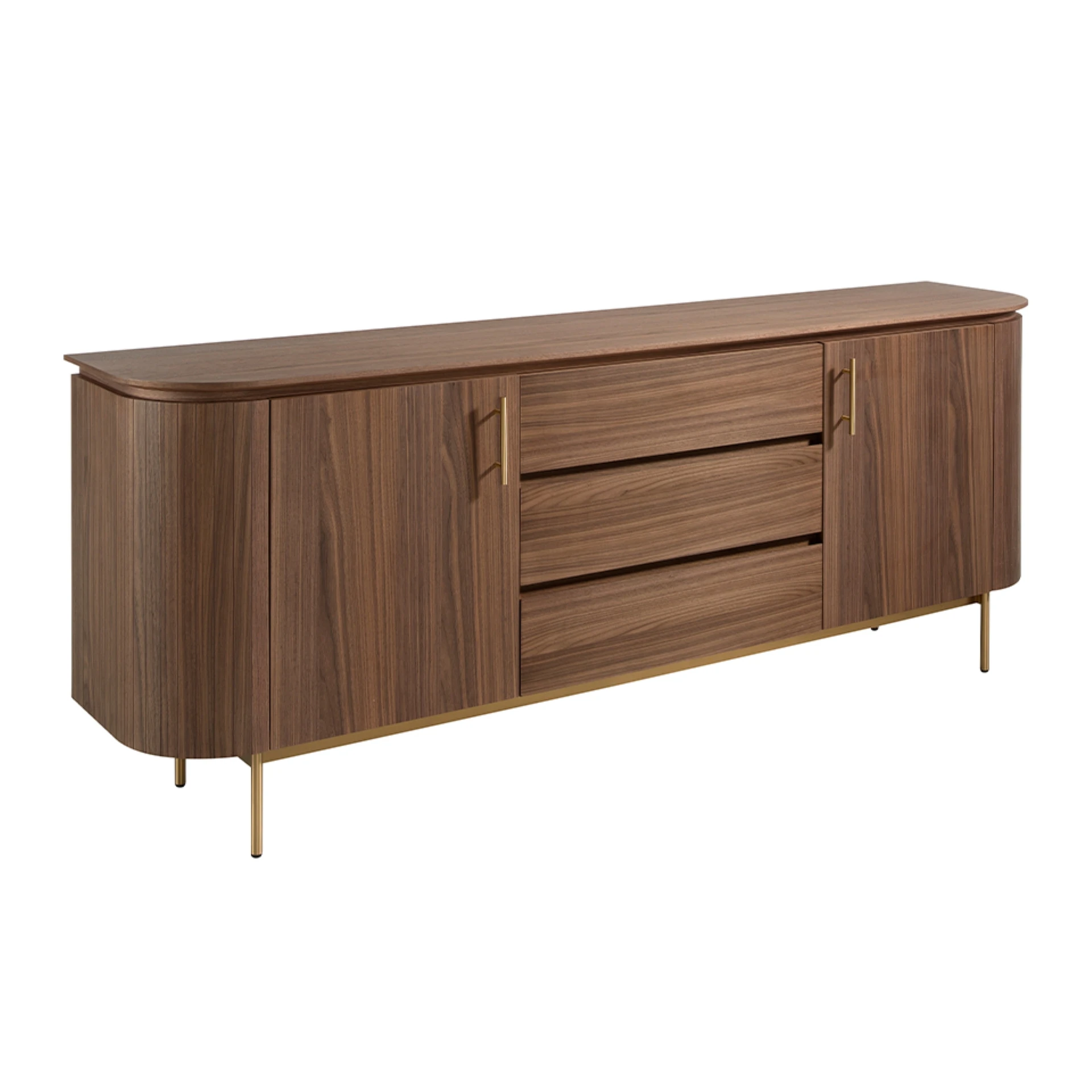 3228 gold polished steel walnut wood sideboard