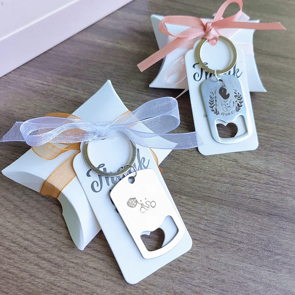 Gepersonaliseerde roestvrijstalen bierflesopener sleutelhanger doop verjaardag bruiloft cadeau voor gast sleutelhanger - afbeelding 2