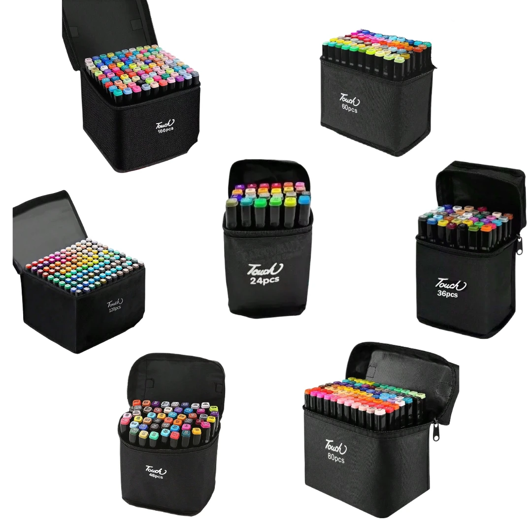 Set Plumones Marcadores Doble punta Estuche Diferentes Modelos Colores Pincel Practico Viajero Secado Rapido Comodo Facil Colorido Tus Trabajos Escuela Dibujos Oficina Tipo Marcatextos Parrafos Escritura Proyectos Dive