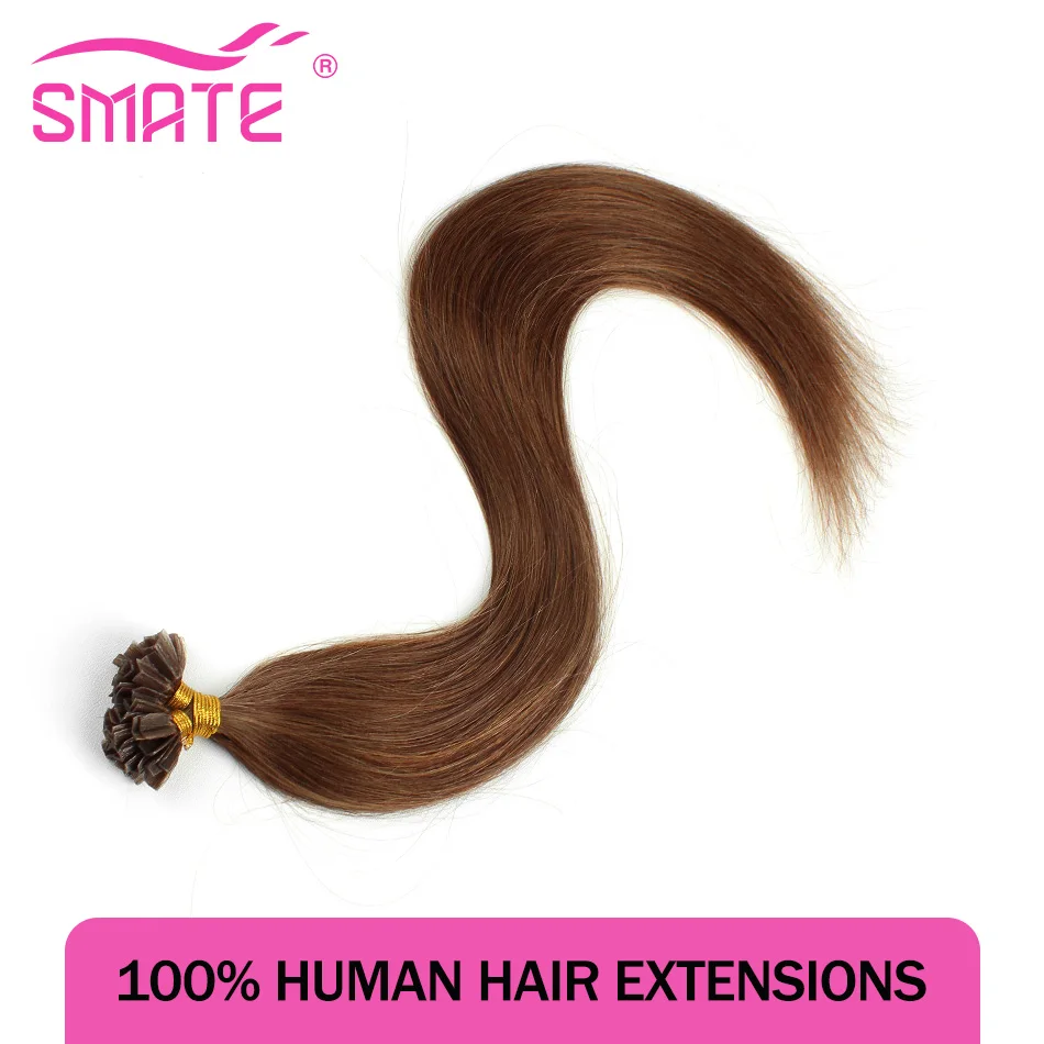 SMATE V Tip Hair Extensions Human Hair Ombre Medium Brown Mixed Natural Blonde Indian Remy Human Hair Balayage 12"-26" 0.8G pc