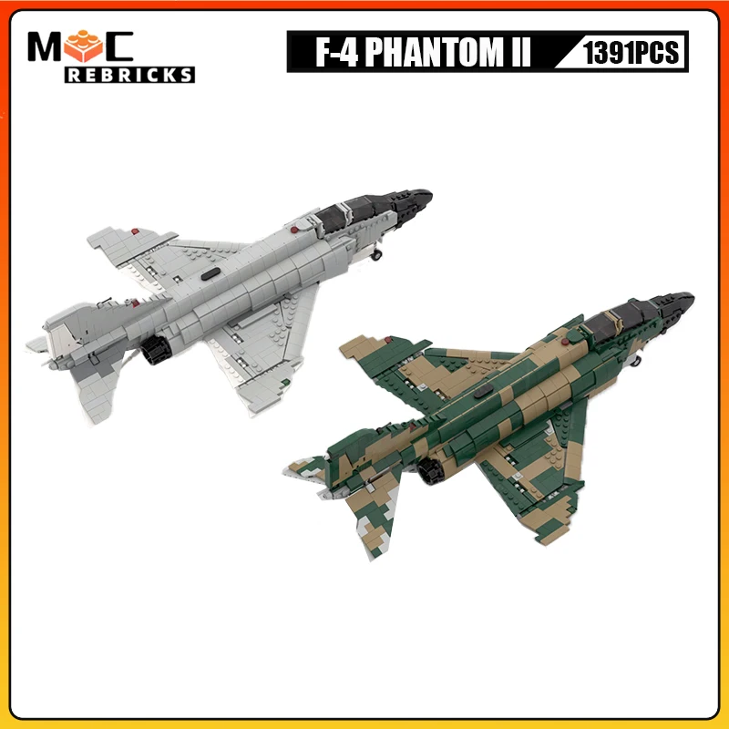 Modern Military War MOC F-4 PHANTOM II Fighter Aircraft Weapon Building Blocks Airplane Model Creative Puzzle Kids Toy Xmas Gift