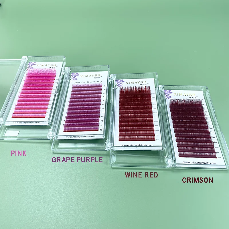 XIMAYSH 0.07mm Pink, Purple Grape, Wine Red, Crimson. Single Eyelash, Any Quantity Is Acceptable. False Eyelashes.