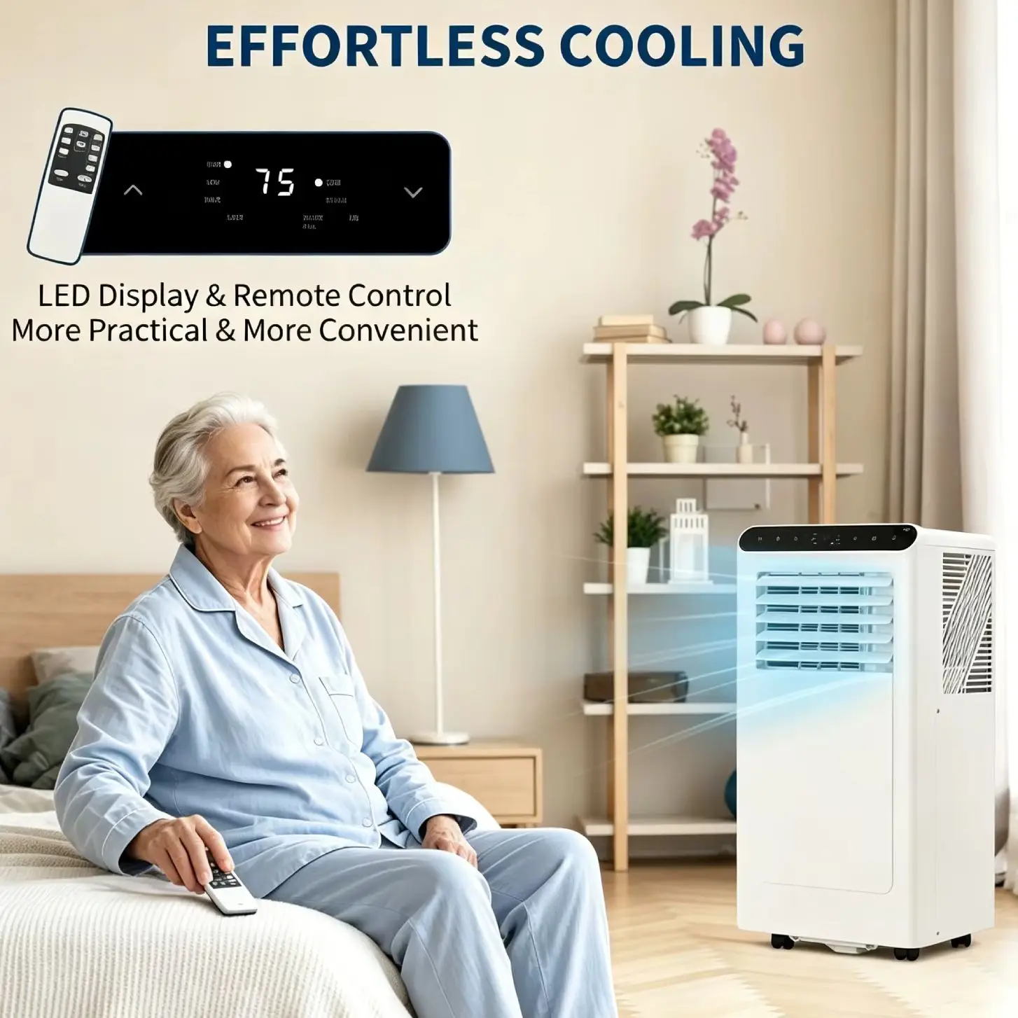 

8000 BTU Portable Air Conditioner 24H Timer Sleep Mode 4-in-1 AC Dehumidifier Fan Cool Up To 350 Sq Ft With Remote & Window Kit White
