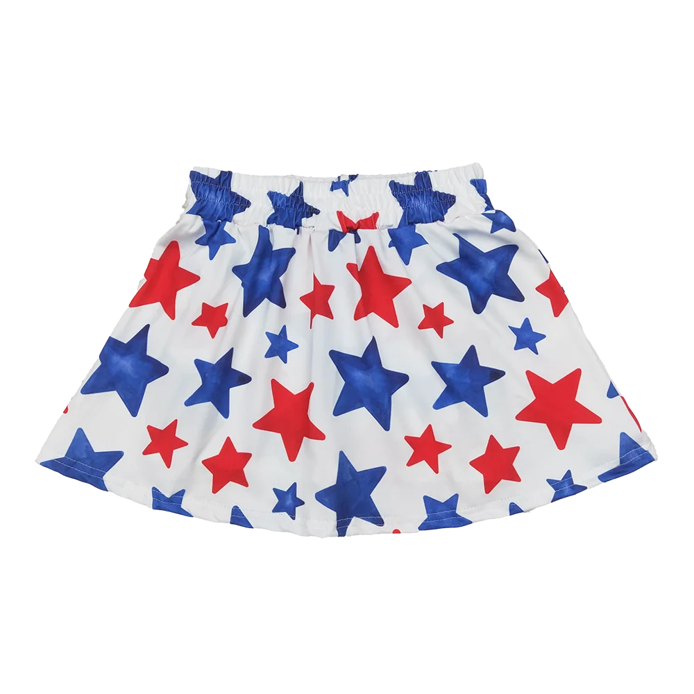 

GLK0055 Baby Girls Skirt Baby Girls Summer 4th Of July Stars Skorts Skirts Bottom