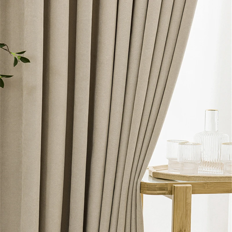 

Japanese Cotton Linen Curtains for Living Room Bedroom New Shuffle French Thickening Blackout Senior Sense of Milk Tea Color