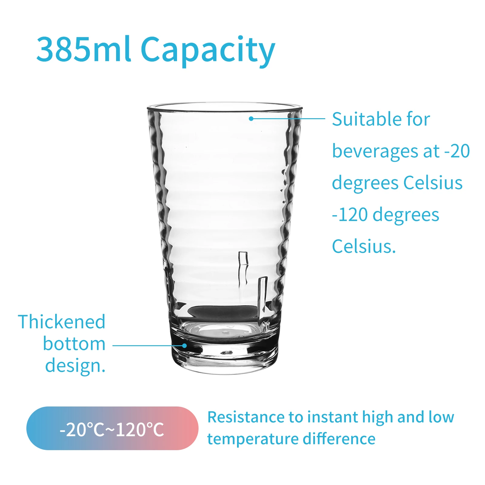 6Pcs 385ml Plastic Glasses,Acrylic Plastic Water Tumblers Reusable Tumblers Cups Acrylic Drinking Glasses for Camping, BBQ