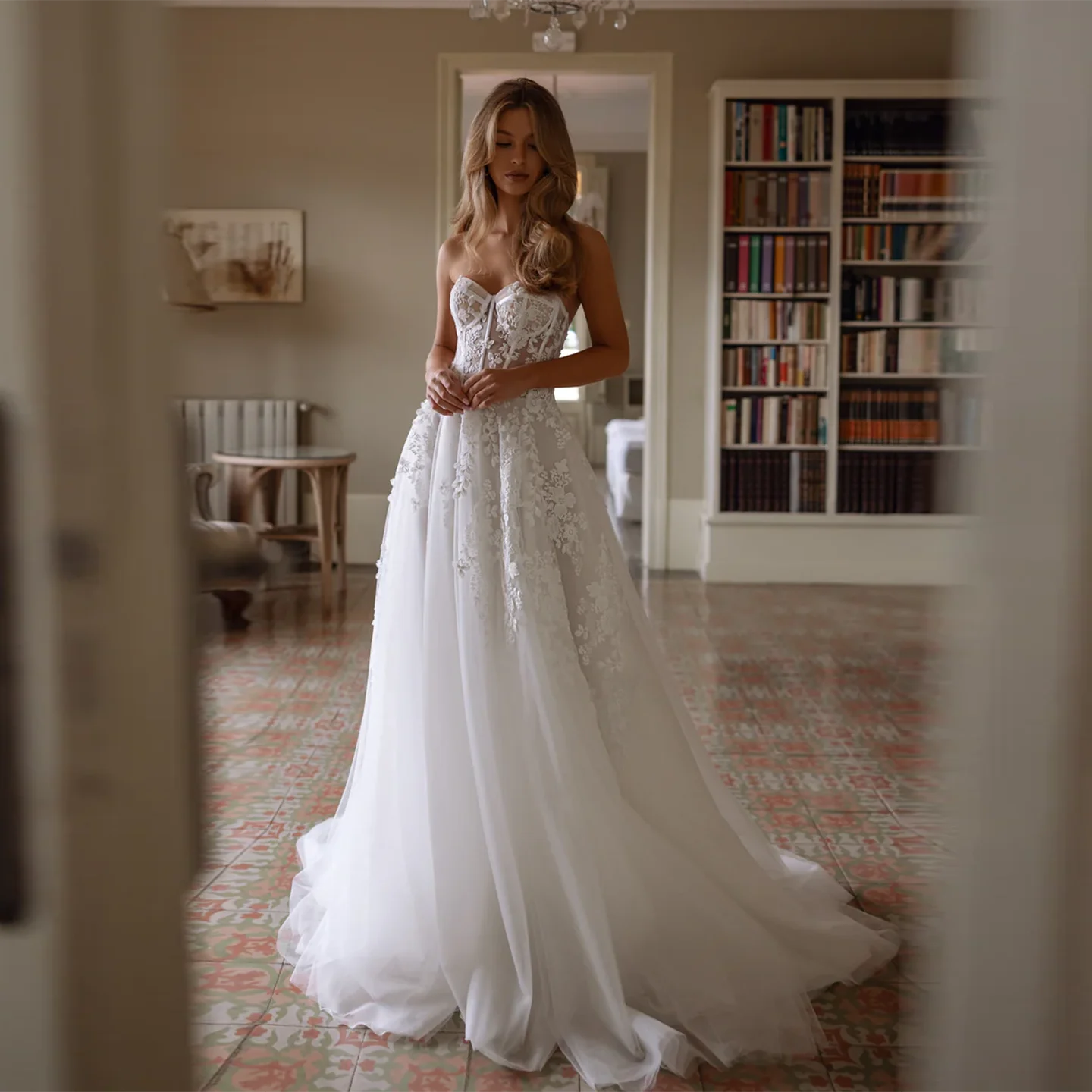 

Sharon Said 2025 Bohemian Sweetheart White Wedding Dress Romantic A-Line Sweep Train Tulle Princess Bride Gowns SW408 Customized