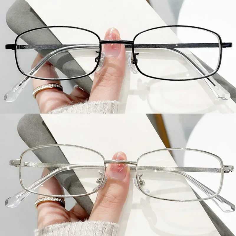 Harajuku metalowe okulary z kwadratową ramką Y2K damskie Retro małe okulary dziewczęce japońskie szklane okulary dekoracyjne antyniebieskie okulary — zdjęcie 2