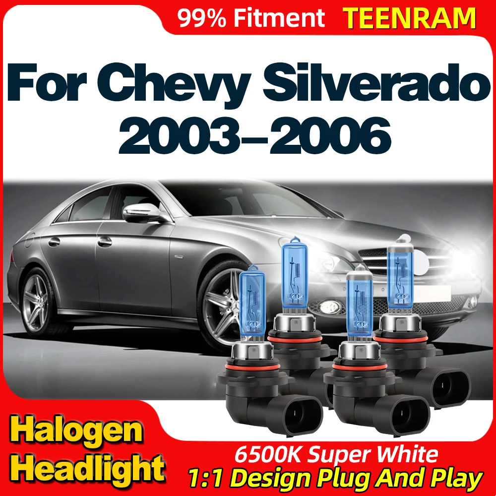 

24000LM Car Lights Bulbs 12V 200W Halogen Headlight 6500K Super Bright Auto Lamps For Chevy Silverado 2003 2004 2005 2006