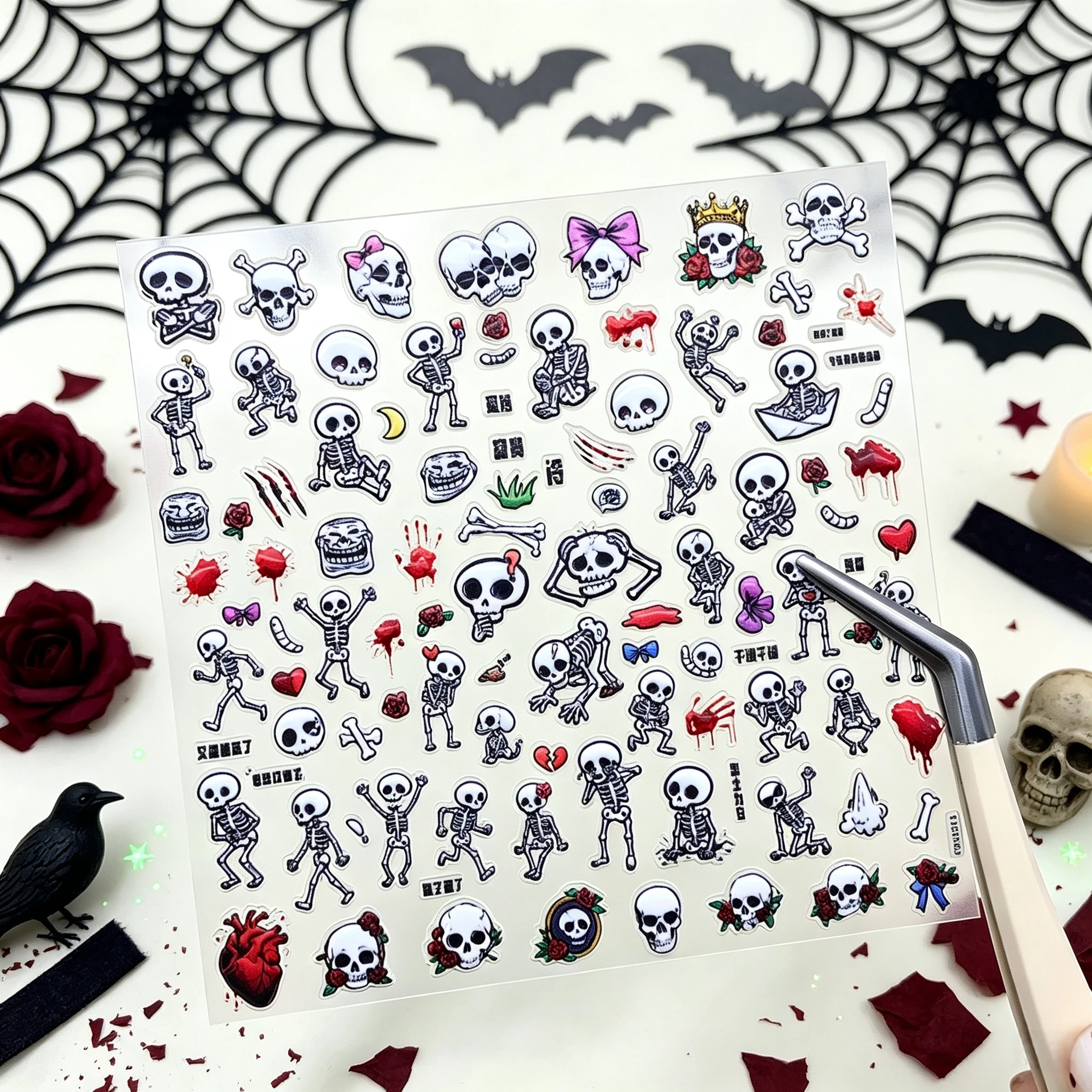 1 лист наклеек для дизайна ног – обзор и цена Nail Art Gothic