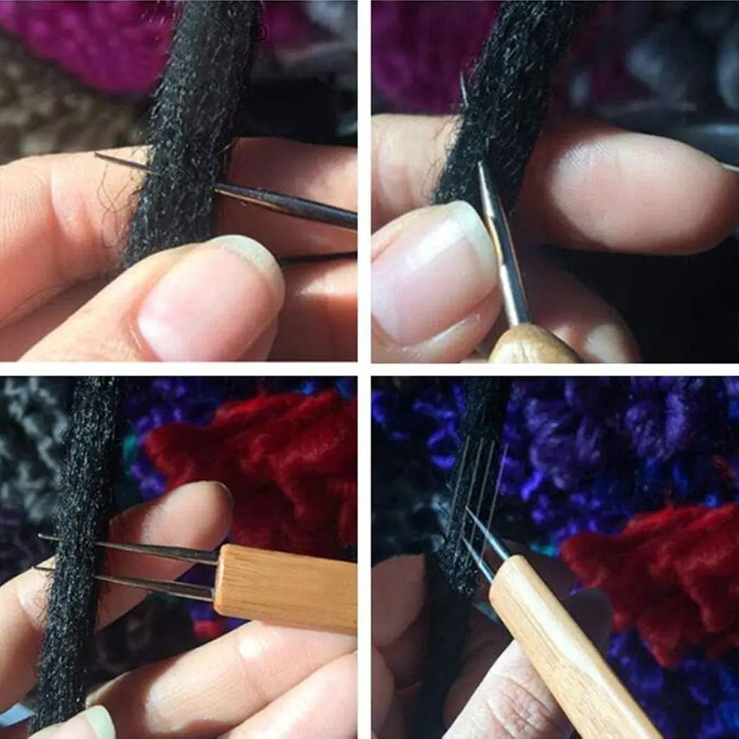 3pcs/Set 0.75mm Dreadlock Crochet Hook for Hair  Dreadlock Needle Tool for Braid Bamboo image 2